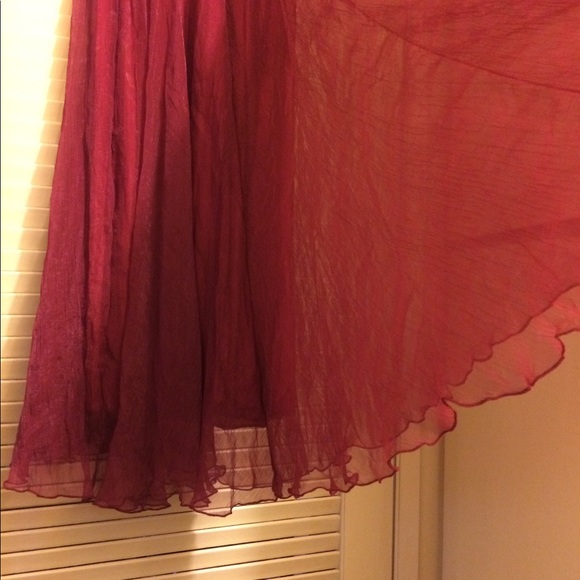 Unbranded- Chiffon-Type & Nylon Long Red Skirt - Picture 5 of 8